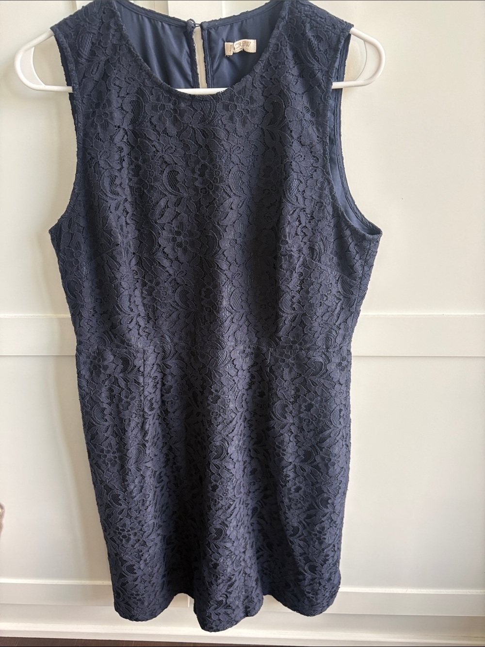 J. Crew Navy Floral Lace Lined Sheath Dress
